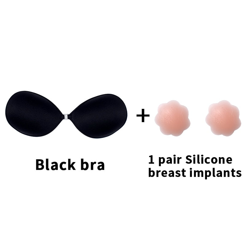 Sexy Sujetador Women's bra Invisible Push Up Bra Self-Adhesive Silicone Seamless Front Closure Sticky Backless Strapless Bra alfamoba