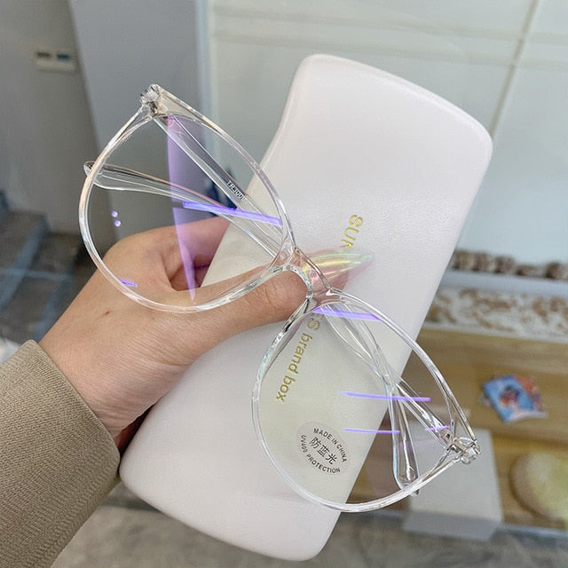 Transparent Computer Glasses Frame Women Men Anti Blue Light Round Eyewear Blocking Glasses Optical Spectacle Eyeglass alfamoba