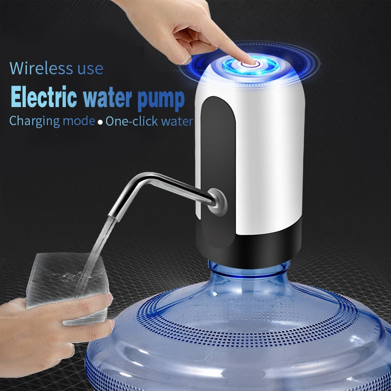 Bottle Pump USB Charging Automatic Electric Water Dispenser Pump One Click Auto Switch Drinking Dispenser alfamoba