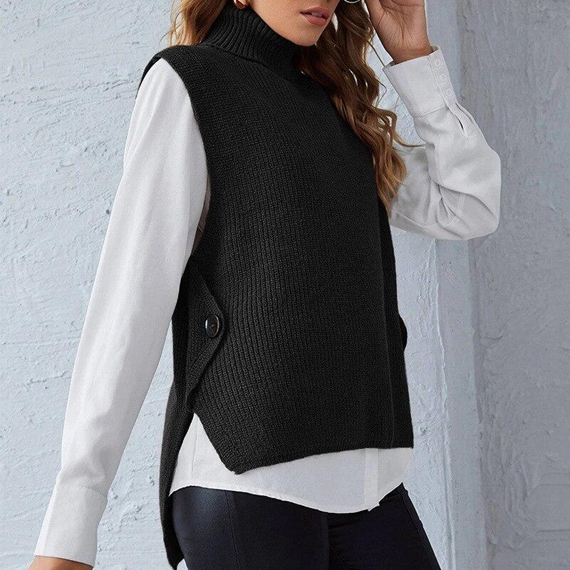 Sweater Vest V-Neck Knitted  Vest Women's Sweater Autumn and Winter Loose Wild Vest Fashion Clothes Sleeveless Sweater pull 1108-1 alfamoba