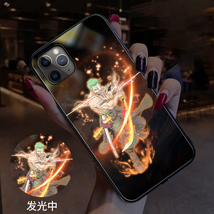 Amazing Japanese Anime The King Of Ocean Tempered Glass Phone Case With LED Light Up For iPhone 13 12 Pro Max 11 X XS 8 7 6 alfamoba