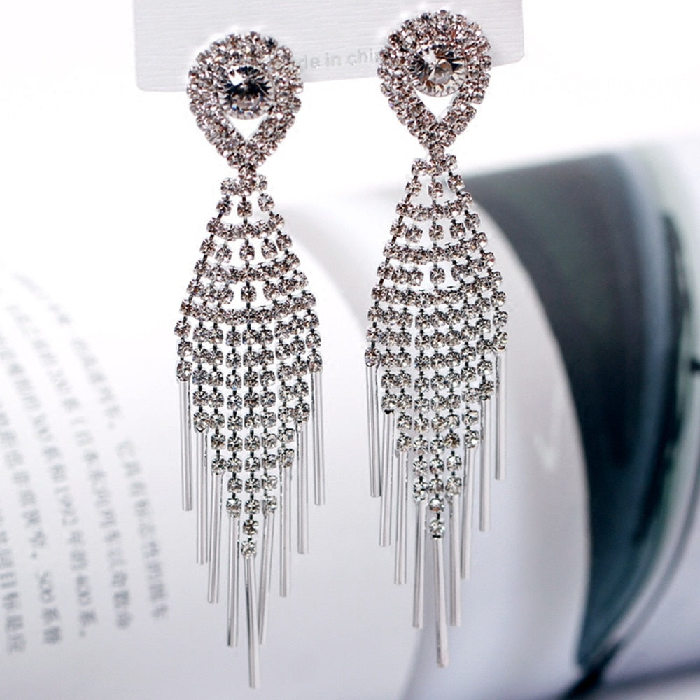 New personality fashion design zircon earrings for women light luxury web celebrity temperament tassels pearl earrings for women alfamoba