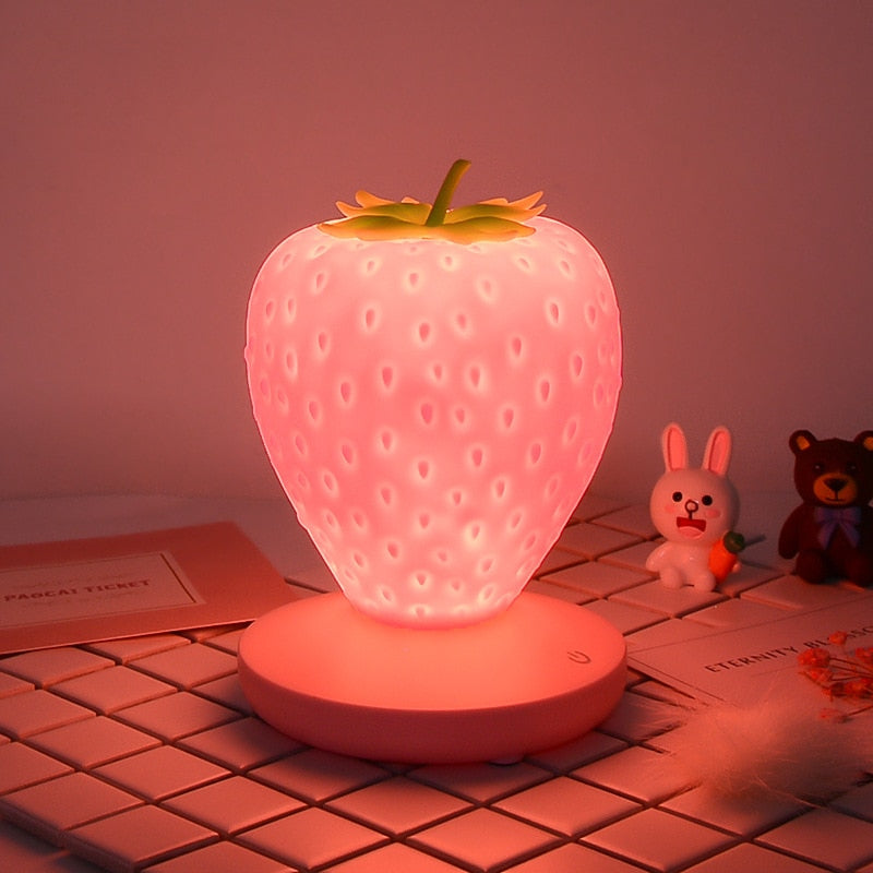 Led Energy-saving Lamp Children with Sleeping Night Light Fun Strawberry Shape USB Charging Silicone Lamp Touch Switch Luminaria alfredo.barrella7