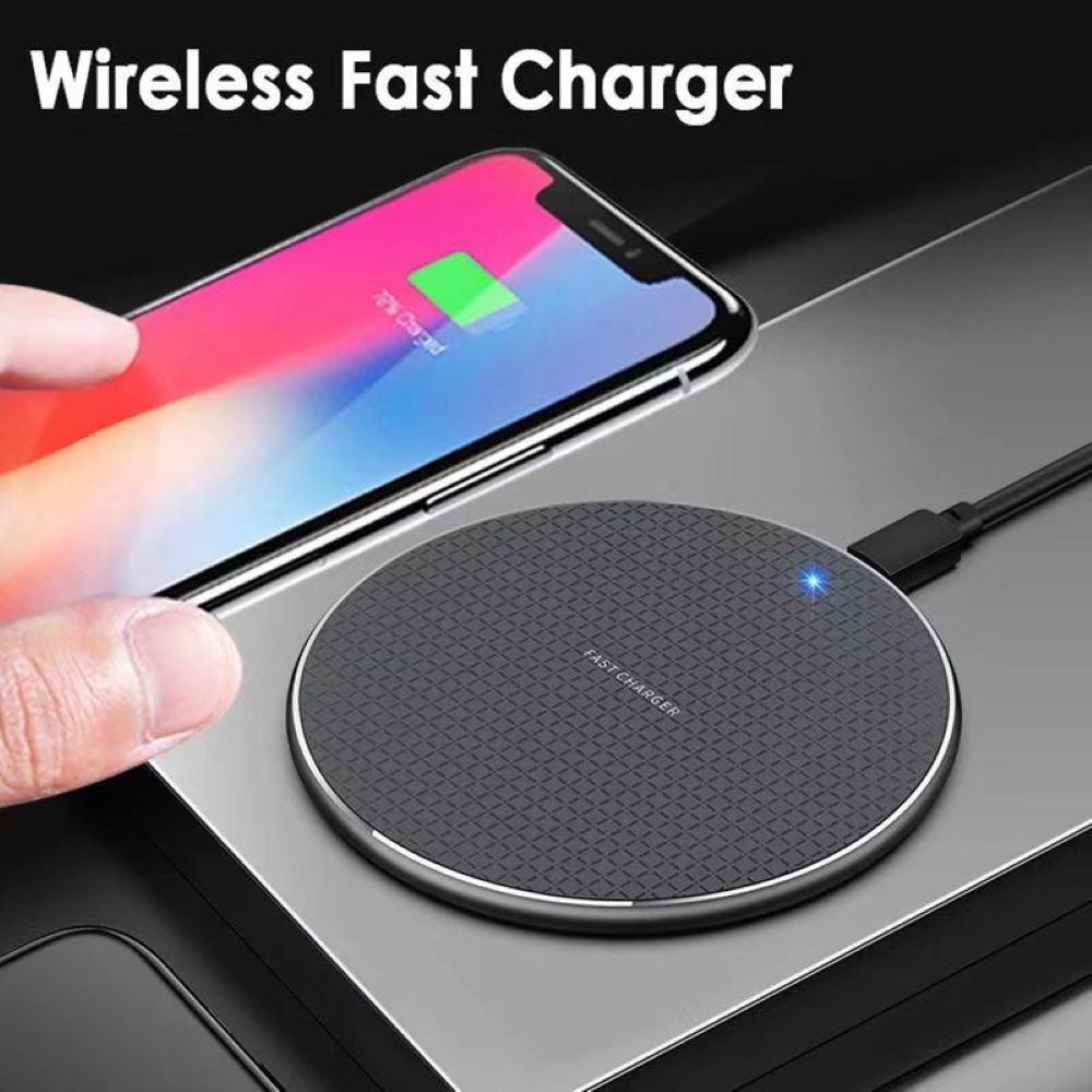 Round Wireless Ultra-Thin Charger New Product 10W Aluminum Alloy Mobile Phone Wireless Charger Gift Android Apple Universal alfamoba