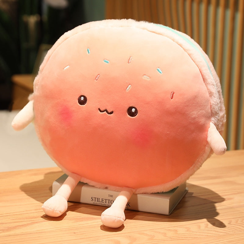 New Creative Plush Soft Hamburger Macaron Pillow Soft Baby Sleeping Toys Sofa Cushion Hand Warmer Bag Pendant For Kids Gifts alfamoba