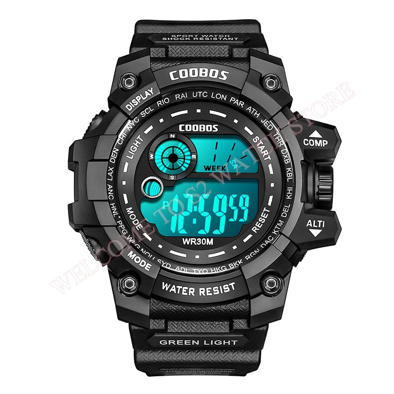 Cool Luminous Men Sport Watch High-end Silicone Strap Military Wrist Watch Led Calendar Waterproof Digital Watch reloj de hombre alfamoba