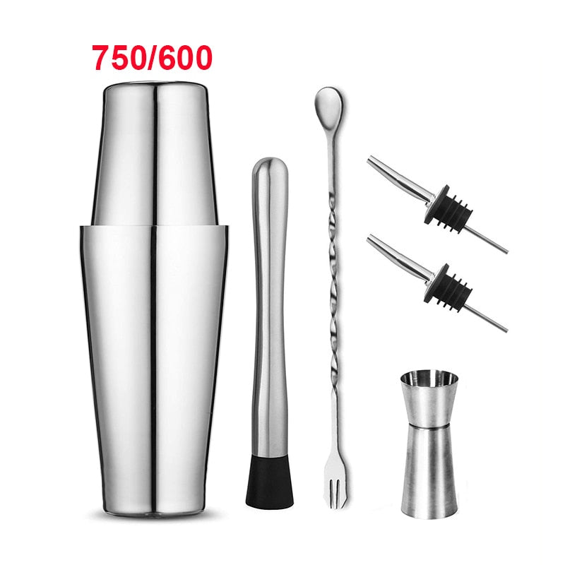 UPORS Stainless Steel Cocktail Shaker Mixer Wine Martini Boston Shaker For Bartender Drink Party Bar Tools 550ML/750ML alfamoba