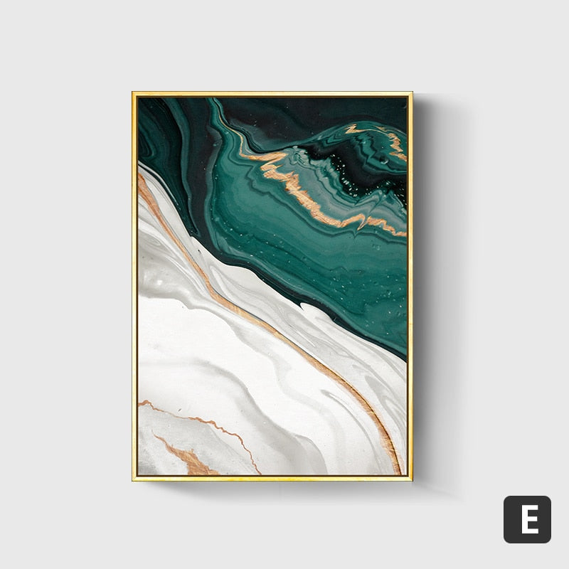 Modern Abstract Gold foil lines Green Canvas Art Paintings For Living Room Bedroom Posters And Prints Wall Poster Home Decor alfamoba