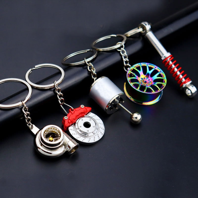 Creative gift car metal keychain turbo gear hub pendant brake disc shock absorber Pendant alfamoba