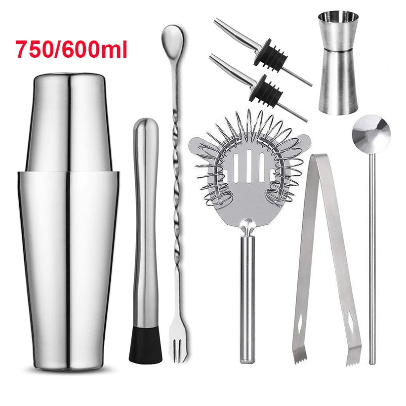 UPORS Stainless Steel Cocktail Shaker Mixer Wine Martini Boston Shaker For Bartender Drink Party Bar Tools 550ML/750ML alfamoba