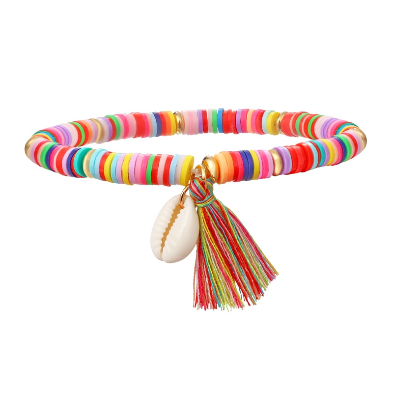 Multicolor Tassel Anklet Bohemian Jewelry For Women Acrylic Beaded Elastic Chain Ankle Chain Leg Foot Chain alfamoba