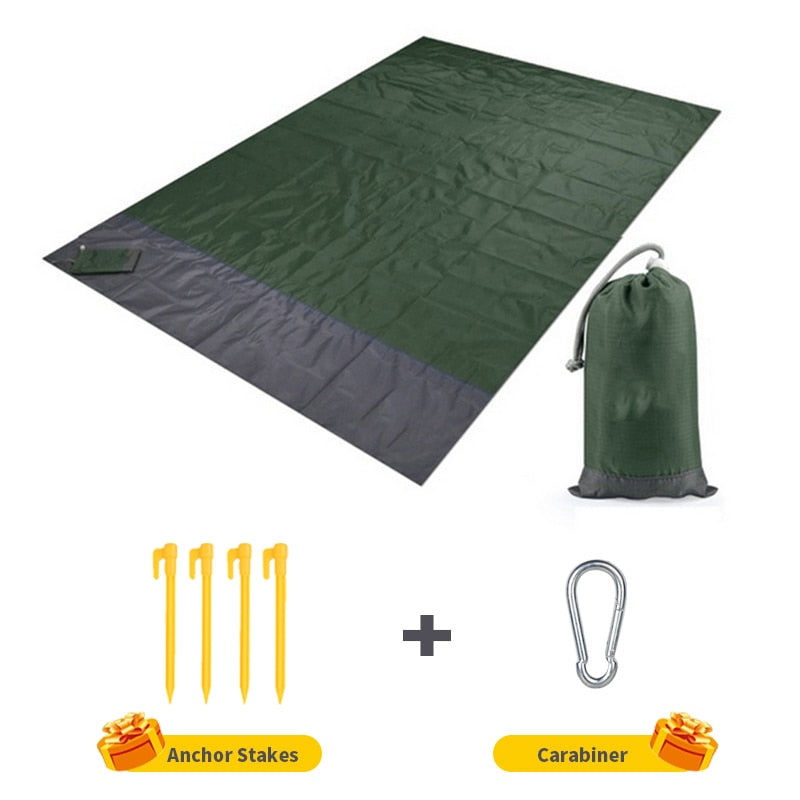 2x2.1m Waterproof Pocket Beach Blanket Folding Camping Mat Mattress Portable Lightweight Mat Outdoor Picnic Mat Sand Beach Mat alfamoba