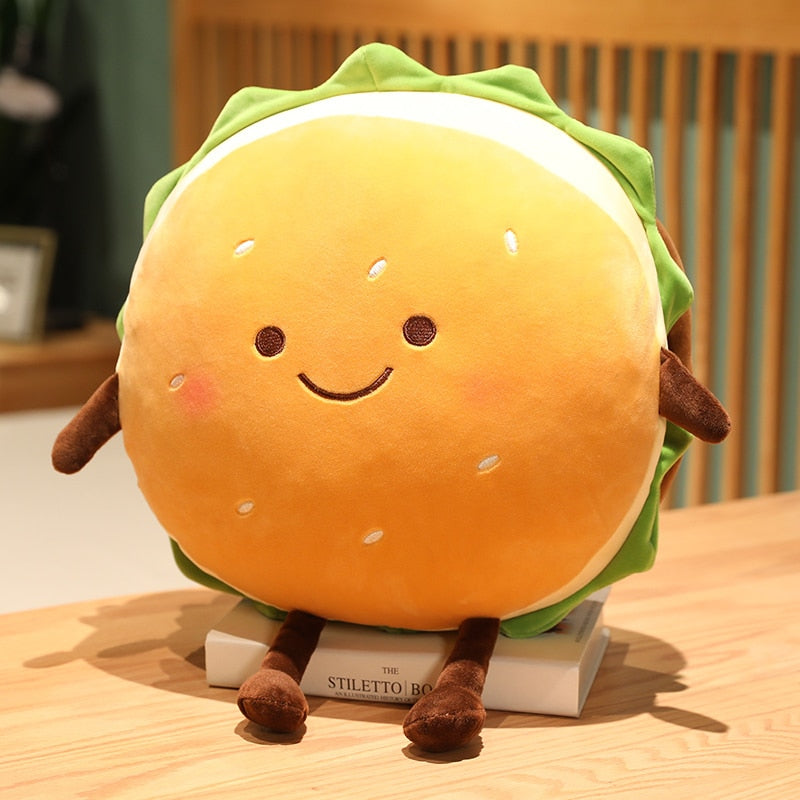 New Creative Plush Soft Hamburger Macaron Pillow Soft Baby Sleeping Toys Sofa Cushion Hand Warmer Bag Pendant For Kids Gifts alfamoba