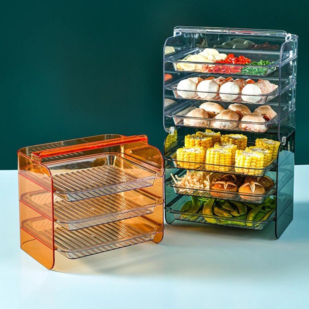 Kitchen Preparation Plate Non-perforated 3 Layers Stackable Plastic Dishes Tray Food Preparation Rack Holder Kitchen Supplies alfamoba