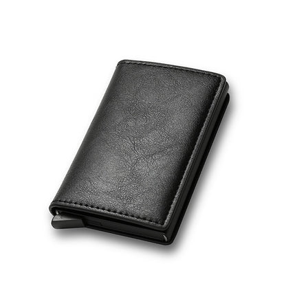 DIENQI Carbon Fiber Card Holder Wallets Men Brand Rfid Black Magic Trifold Leather Slim Mini Wallet Small Money Bag Male Purses alfamoba