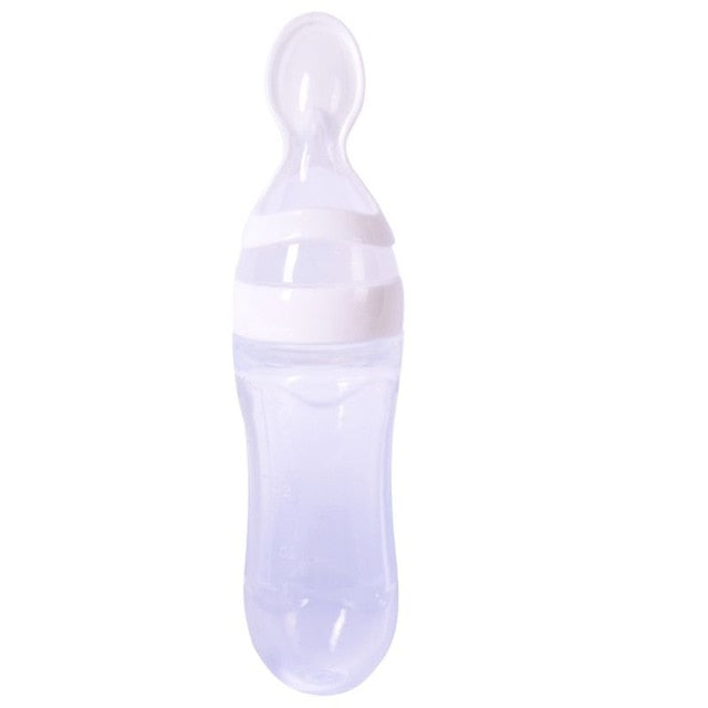 Squeezing Feeding Bottle Silicone Newborn Baby Training Rice Spoon Infant Cereal Food Supplement Feeder Safe Tableware Tools alfamoba