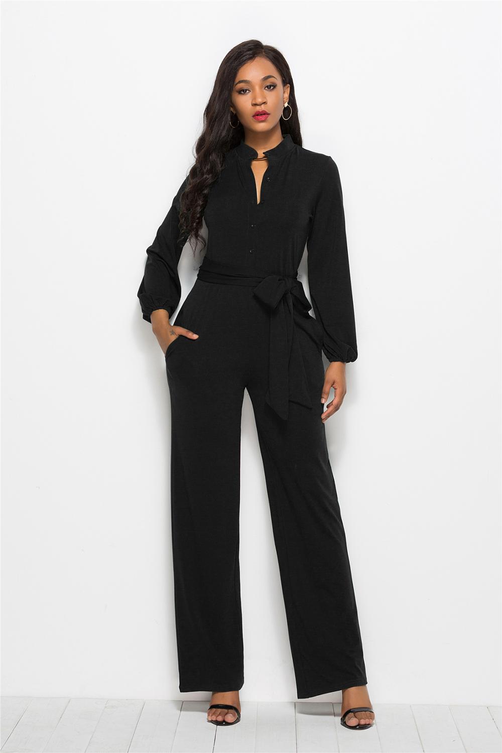 Women bandage long sleeve v-neck wide leg pants rompers women jumpsuit sexy jumpsuits for women 2018 women jumpsuit  romper alfamoba