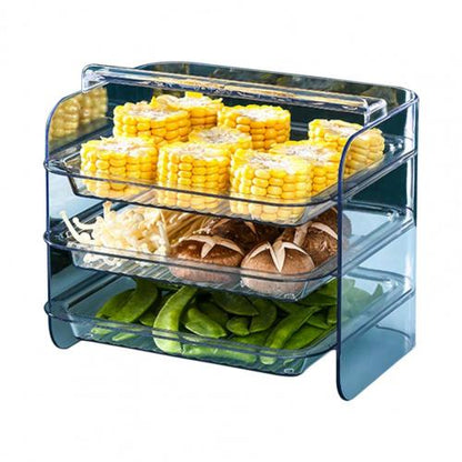 Kitchen Preparation Plate Non-perforated 3 Layers Stackable Plastic Dishes Tray Food Preparation Rack Holder Kitchen Supplies alfamoba