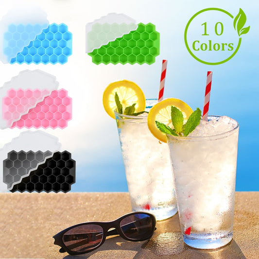 SILIKOLOVE Honeycomb Ice Cube Trays with Removable Lids Silica Gel Ice Cube Mold BPA Free alfamoba