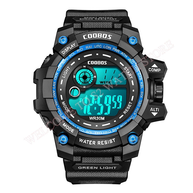 Cool Luminous Men Sport Watch High-end Silicone Strap Military Wrist Watch Led Calendar Waterproof Digital Watch reloj de hombre alfamoba