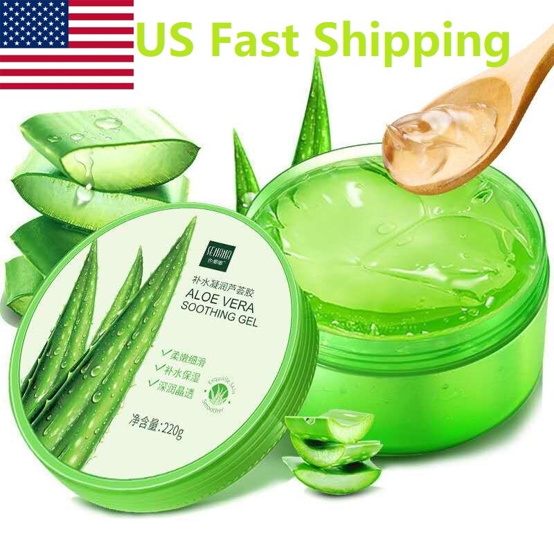 US Fast Shipping Aloe Vera Gel Natural Face Creams Moisturizer Acne Treatment Cream Sun Repair Cream Whitening Skin Care 220ML alfredo.barrella7