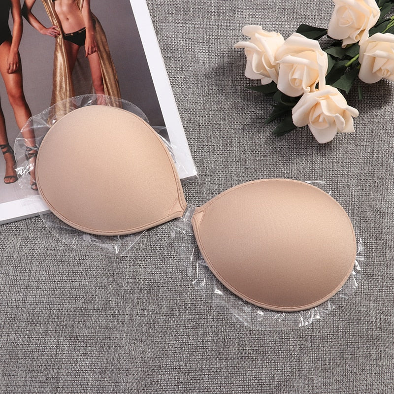 Sexy Sujetador Women's bra Invisible Push Up Bra Self-Adhesive Silicone Seamless Front Closure Sticky Backless Strapless Bra alfamoba