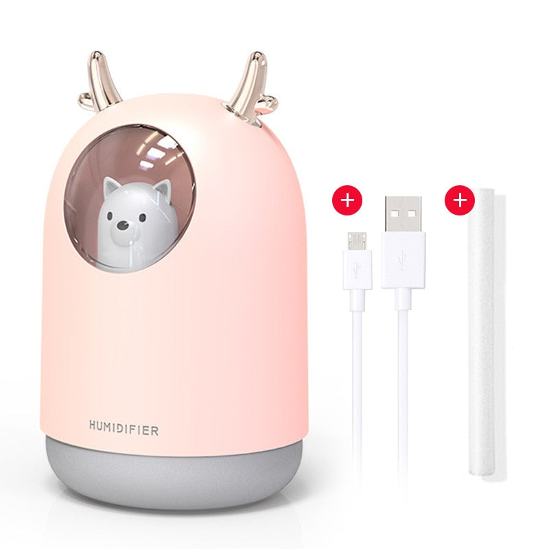 New Humidifier Cute Pet Mini Household Small Moisturizing Aromatherapy Car Creativity Air Bear USB Humidifier LED Mist Maker alfamoba