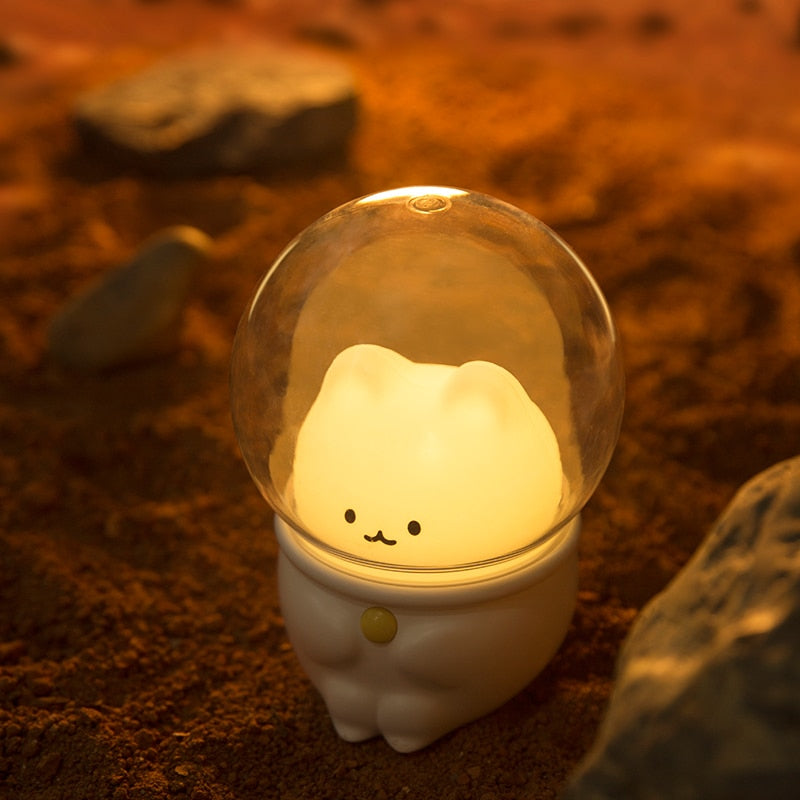 LED Night Light Space Capsule Cute Cat Rabbit Lamp kawaii For Kid Baby Children Bedroom Bedside Decor Light Soft Warm Gift Lamps alfamoba