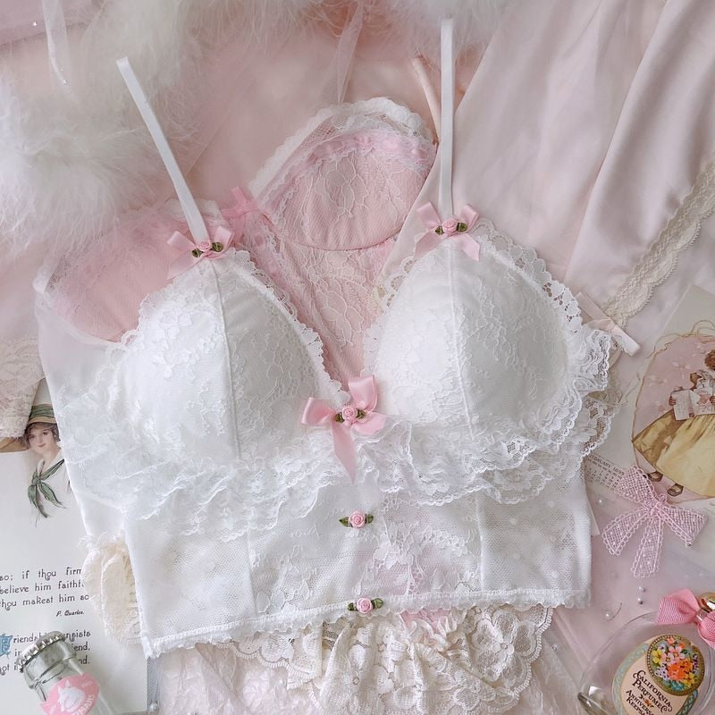 Lolita Girl Kawaii Bras Breathable Bra and Panty Set Sexy Rose Underwear Bra Set Bracier De Mujer Push Up Sexy Lingerie 2021 New alfamoba