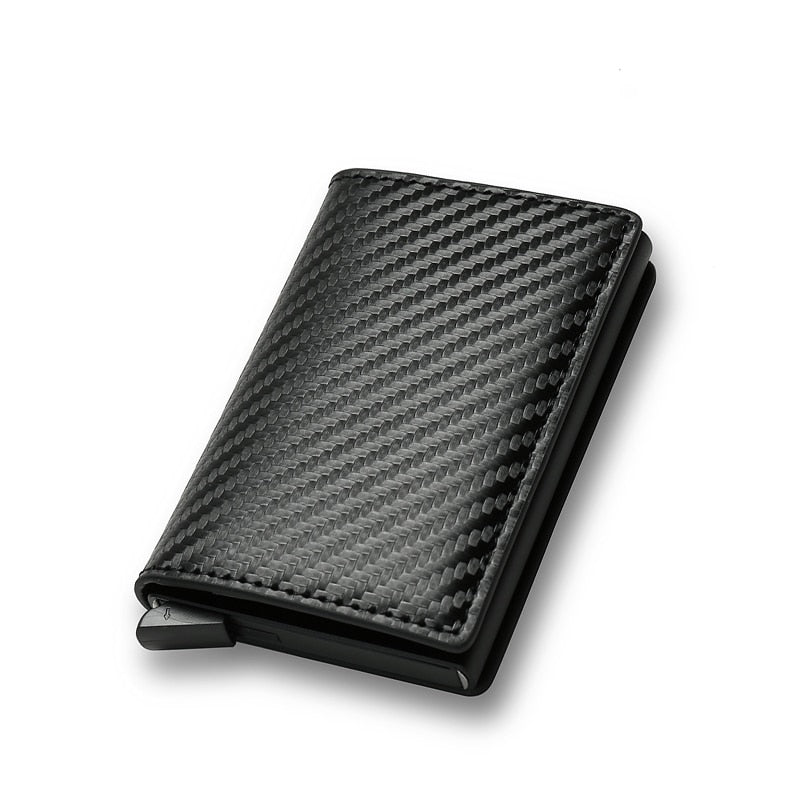 DIENQI Carbon Fiber Card Holder Wallets Men Brand Rfid Black Magic Trifold Leather Slim Mini Wallet Small Money Bag Male Purses alfamoba