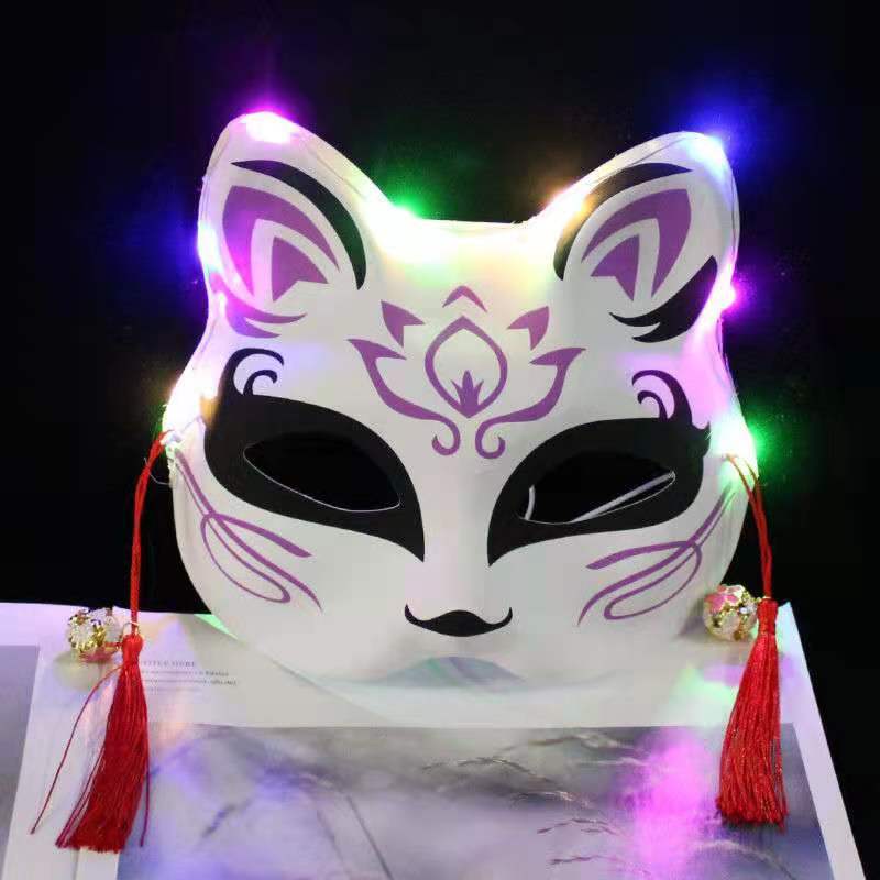 Glowing fox cat mask female shake ancient wind painted masquerade Halloween half face fox mask wholesale alfredo.barrella7