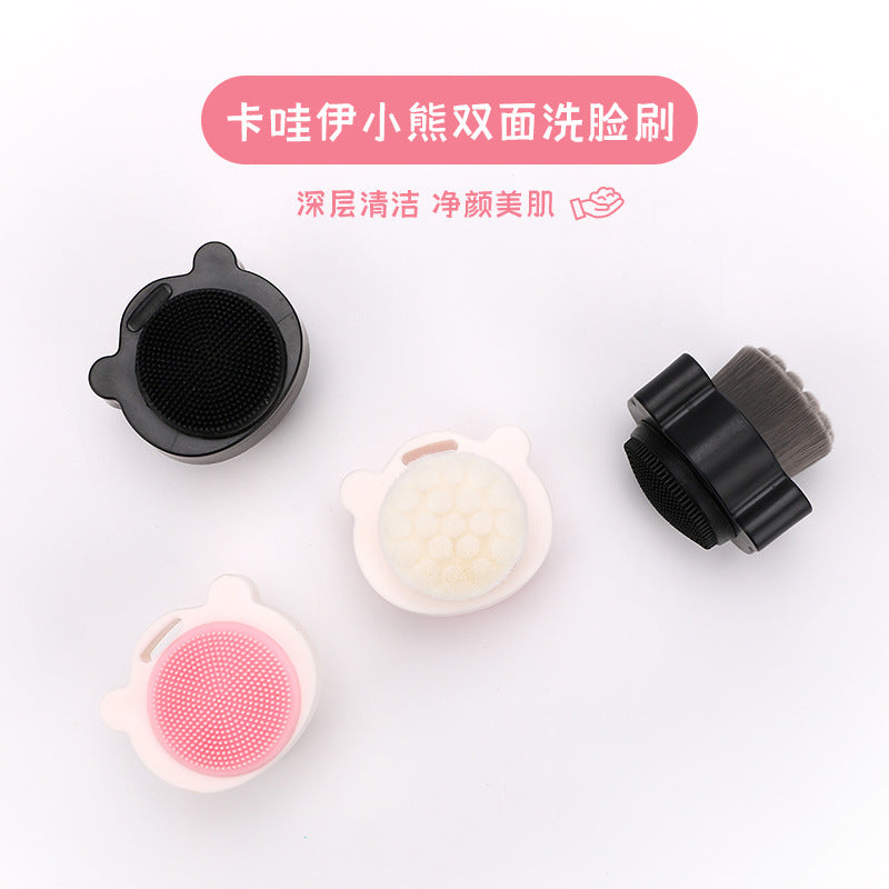 Silicone silicone double-sided cleansing brush Wan hair hand cleansing brush makeup to blackhead cleaning pore makeup tool alfamoba