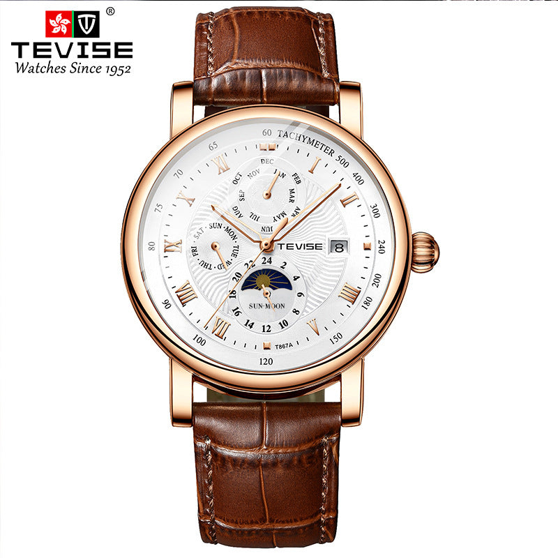 Text mechanical watch luxury high-end waterproof business form network red explosion models with men's watch mechanical watch men alfamoba