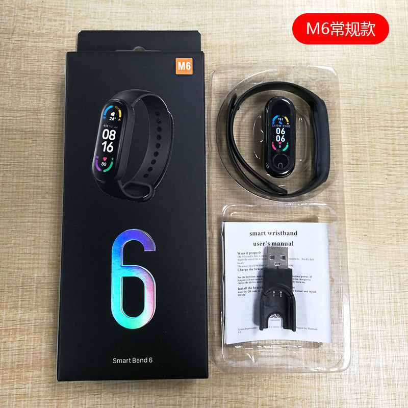 M6 smart bracelet heart rate blood pressure bluetooth step meter music weather sleep monitoring cross-border m6 smart sports bracelet alfamoba