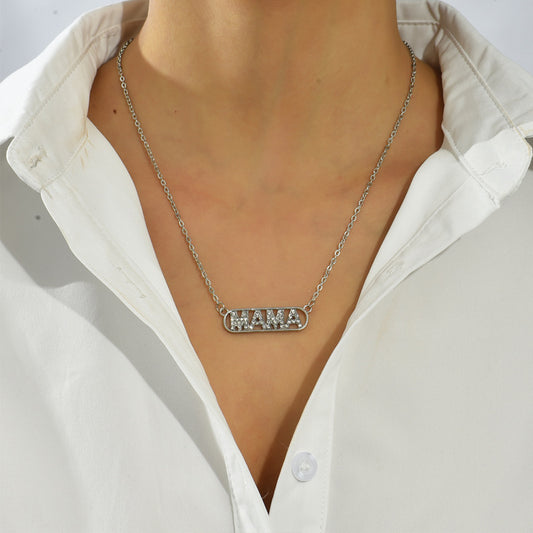 European and American cross-border jewelry fashion personality 2022 summer new letter mother mama necklace simple and versatile alfamoba