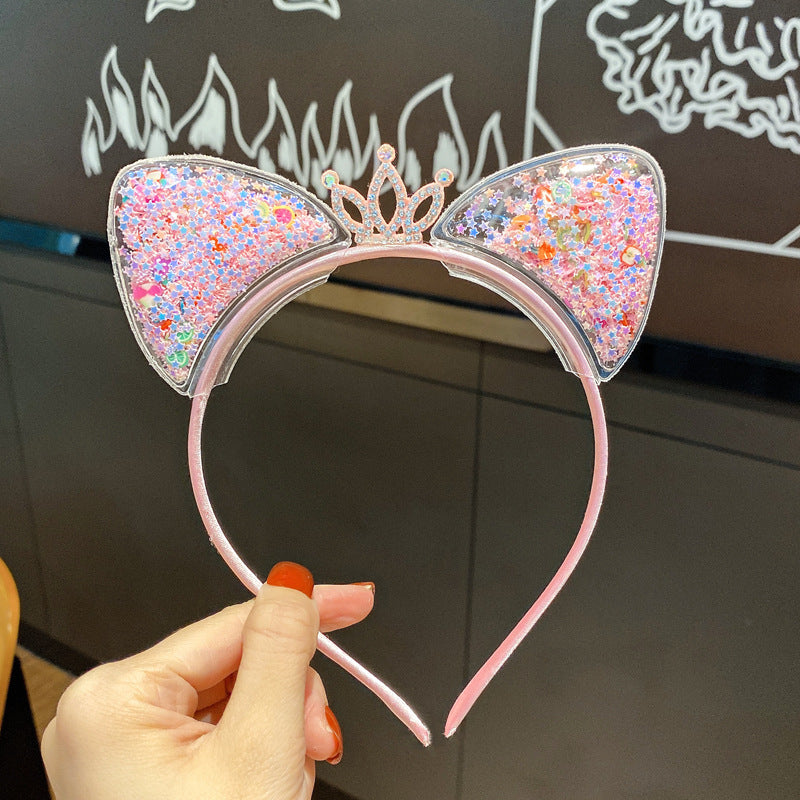 Korean version of the cute cat ear hair band female net red dragonfly crown pressure hair children's headband Korean princess hair decoration fairy alfamoba