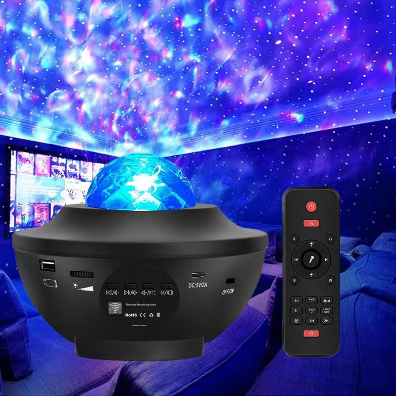 Starry Sky Projection Light Bluetooth Music Light Full Sky Star Water Pattern Light Laser Laser Flash Atmosphere Projection Light Starry Sky Light alfamoba