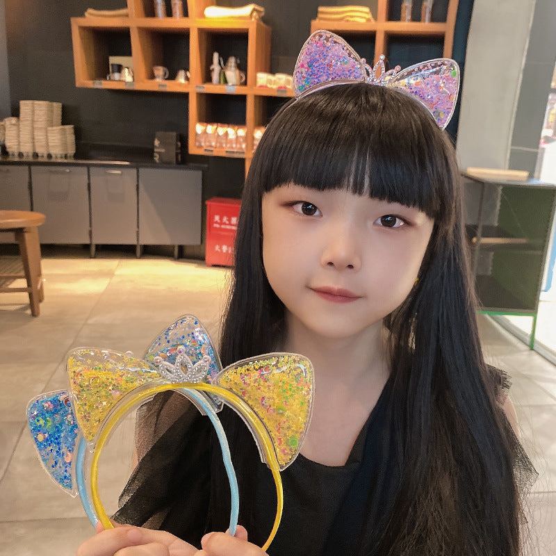 Korean version of the cute cat ear hair band female net red dragonfly crown pressure hair children's headband Korean princess hair decoration fairy alfamoba