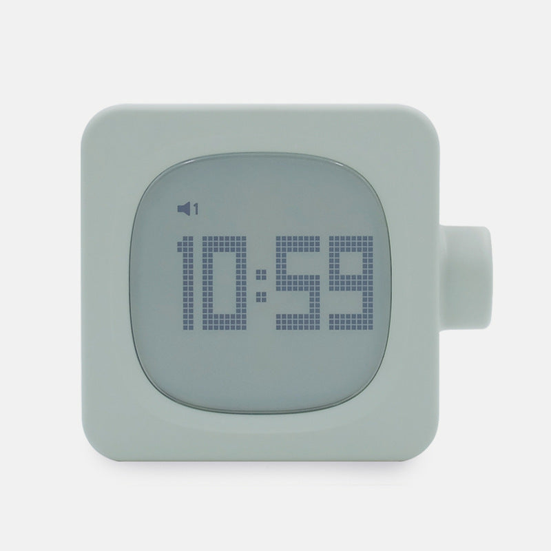 MUID square small alarm clock creative student couple watch bedroom bed head office electronic wake up light mini clock alfamoba