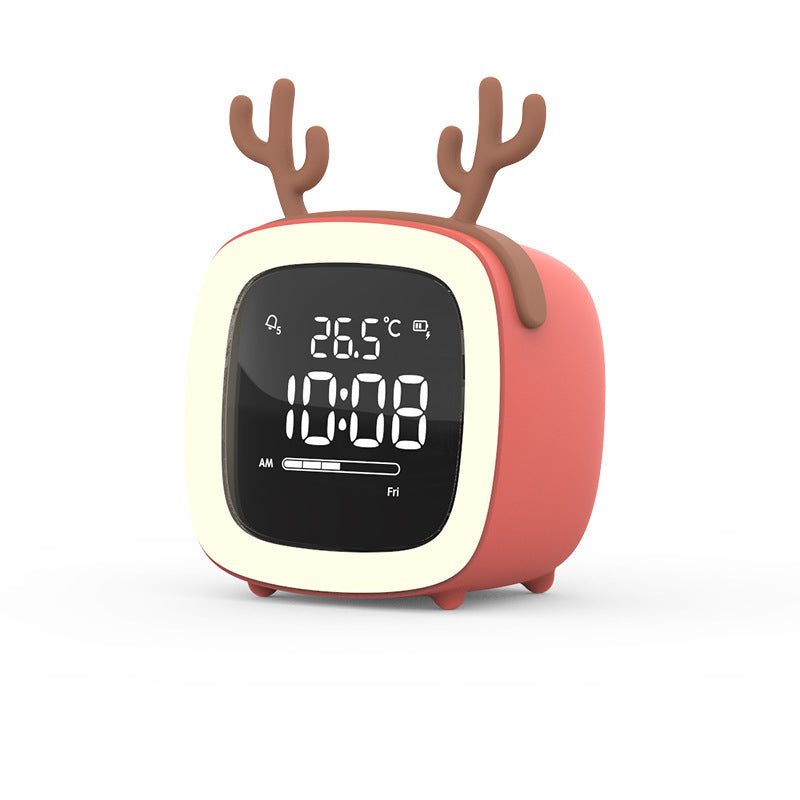 Cross-border new cute pet TV alarm clock creative student lazy dormitory digital clock USB charging student alarm clock alfamoba