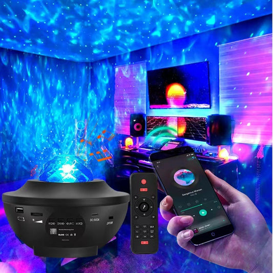 Starry Sky Projection Light Bluetooth Music Light Full Sky Star Water Pattern Light Laser Laser Flash Atmosphere Projection Light Starry Sky Light alfamoba