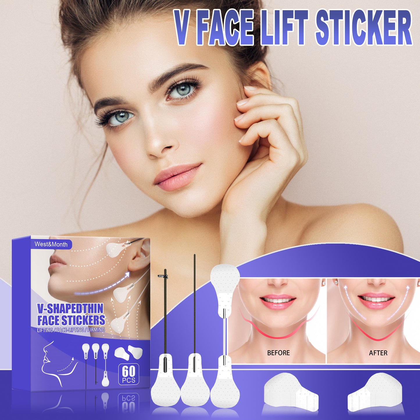 Facial Lifting Patch Face Lifting V-shaped Skin Firming Thin Chin Muscle Lifting Removing Swelling Sculpting Patch alfamoba