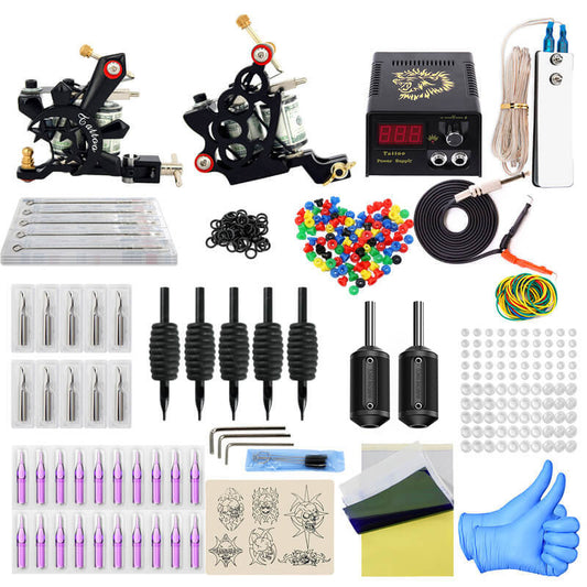 Coil tattoo machine set full set tattoo equipment cut line fog double machine tattoo set alfamoba