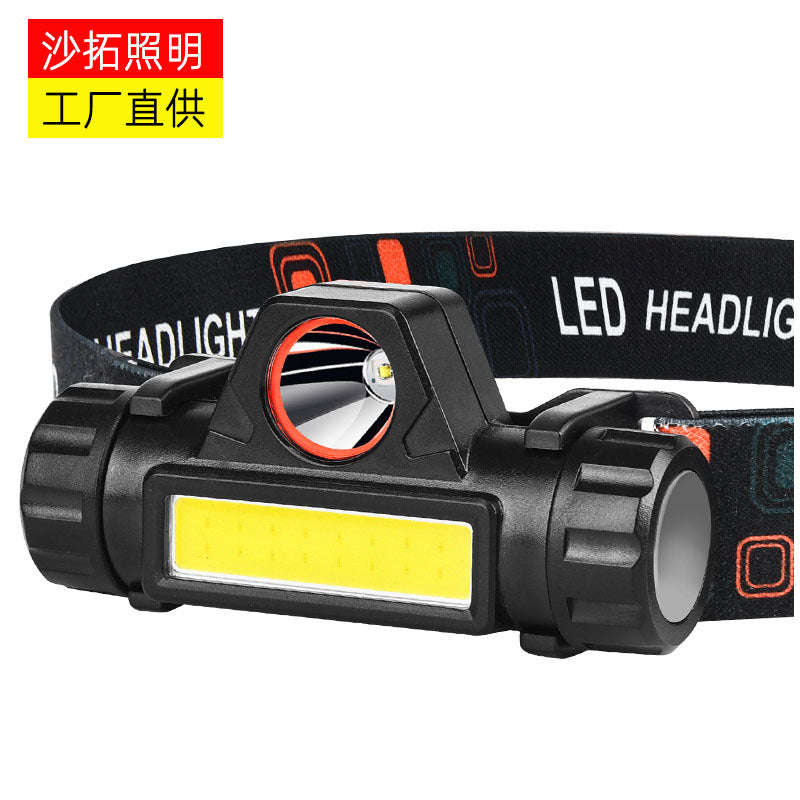 Factory direct approval strong light headlight led outdoor lighting head-mounted flashlight night fishing cob charging small headlight cross border alfamoba