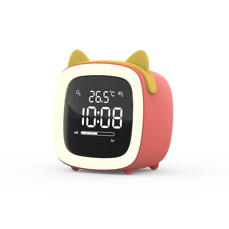 Cross-border new cute pet TV alarm clock creative student lazy dormitory digital clock USB charging student alarm clock alfamoba