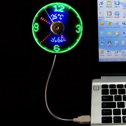 Peculiar led smart clock fan with temperature display real time usb flash word luminous fan alfamoba