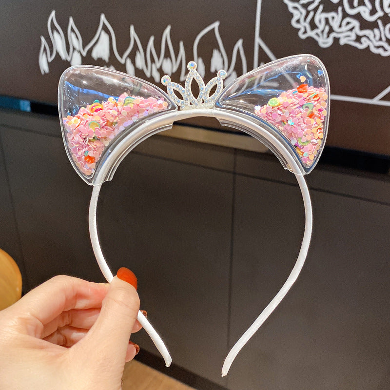 Korean version of the cute cat ear hair band female net red dragonfly crown pressure hair children's headband Korean princess hair decoration fairy alfamoba