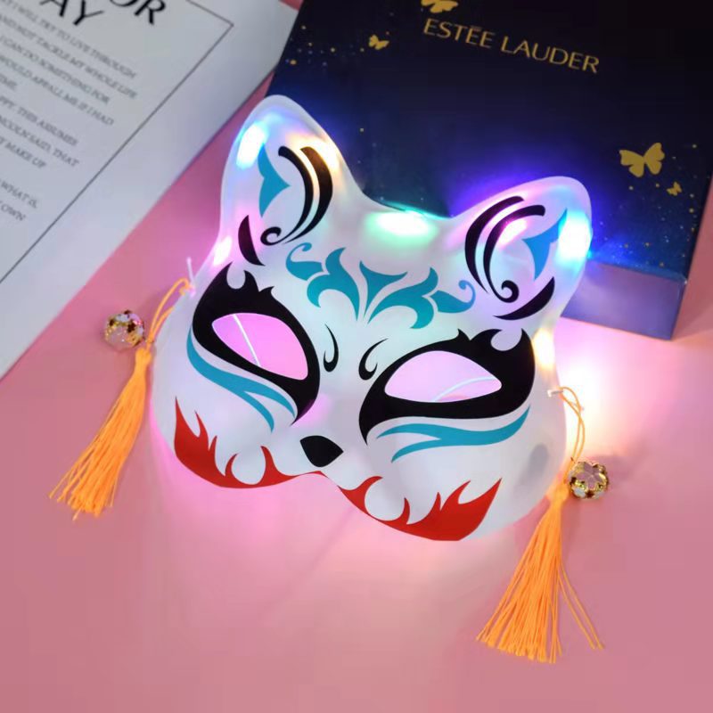 Glowing fox cat mask female shake ancient wind painted masquerade Halloween half face fox mask wholesale alfredo.barrella7