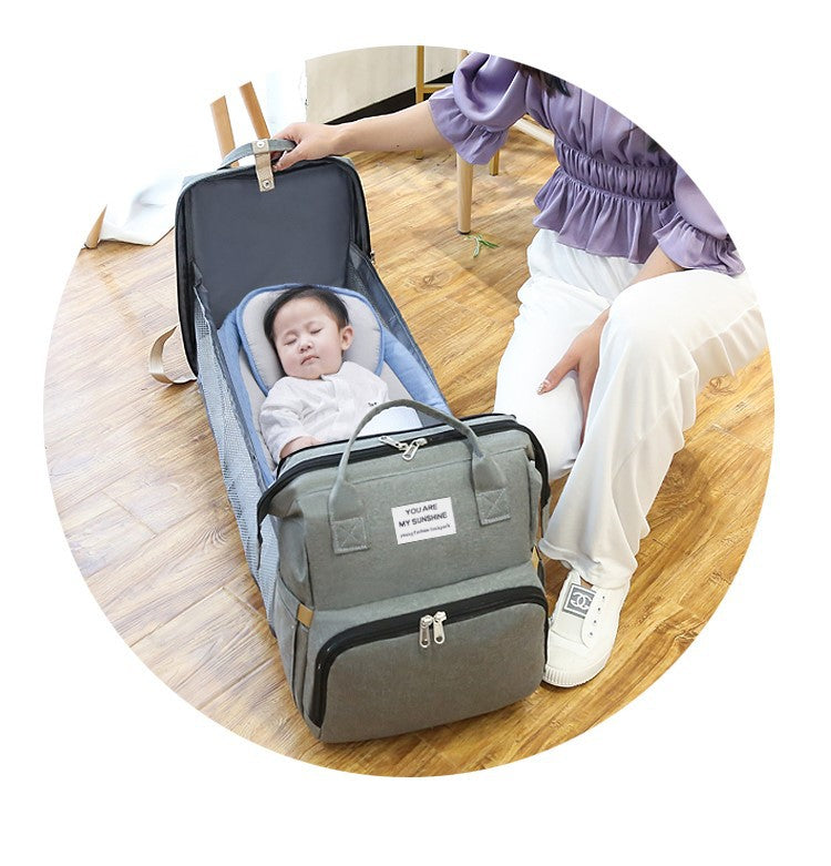 Cross-border new bed bag one mummy bag going out handbag mother and baby bag portable multi-functional mother bag backpack alfamoba