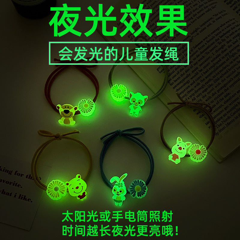 Mosquito repellent night optical cartoon hair ring small daisy hair jewelry Korean version of the cute head rope female small leather hair rope alfamoba